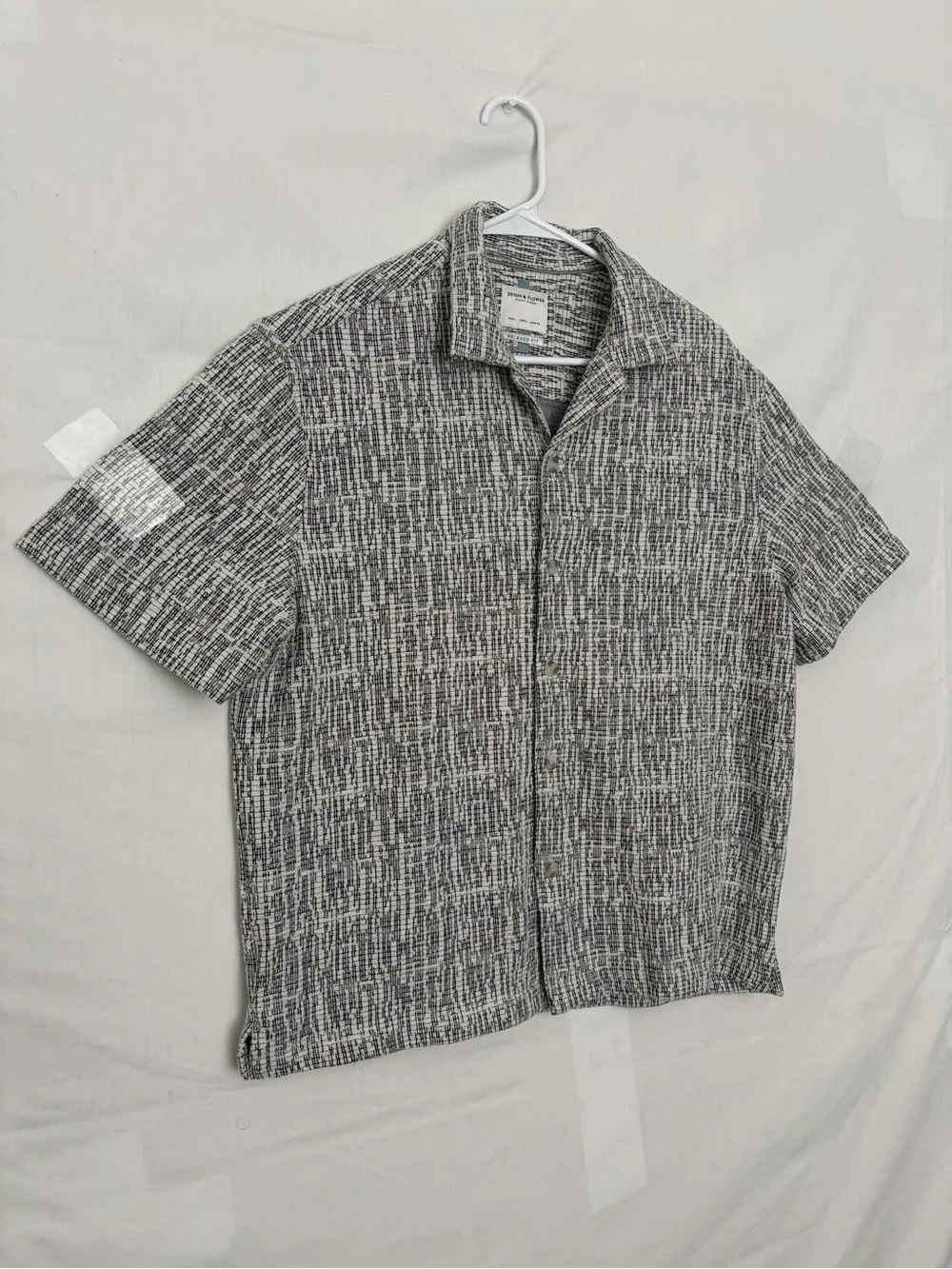 Denim & Flower Mens Large Camp Shirt Short Sleeve Textured Knit Relaxed(A917)